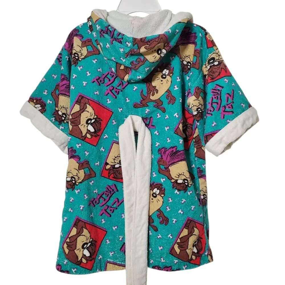 Vintage 90s Taz Looney Tunes Terry Cloth Robe Children's Size L 7-9